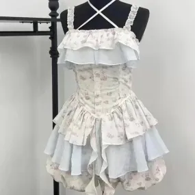 Aiertu - Lizbet's Summer Rose Garden Tea and Pastry Caf¨¦ Dress Kawaii Academia Y2K Cottagecore Coquette Fairycore Dollette Princesscore