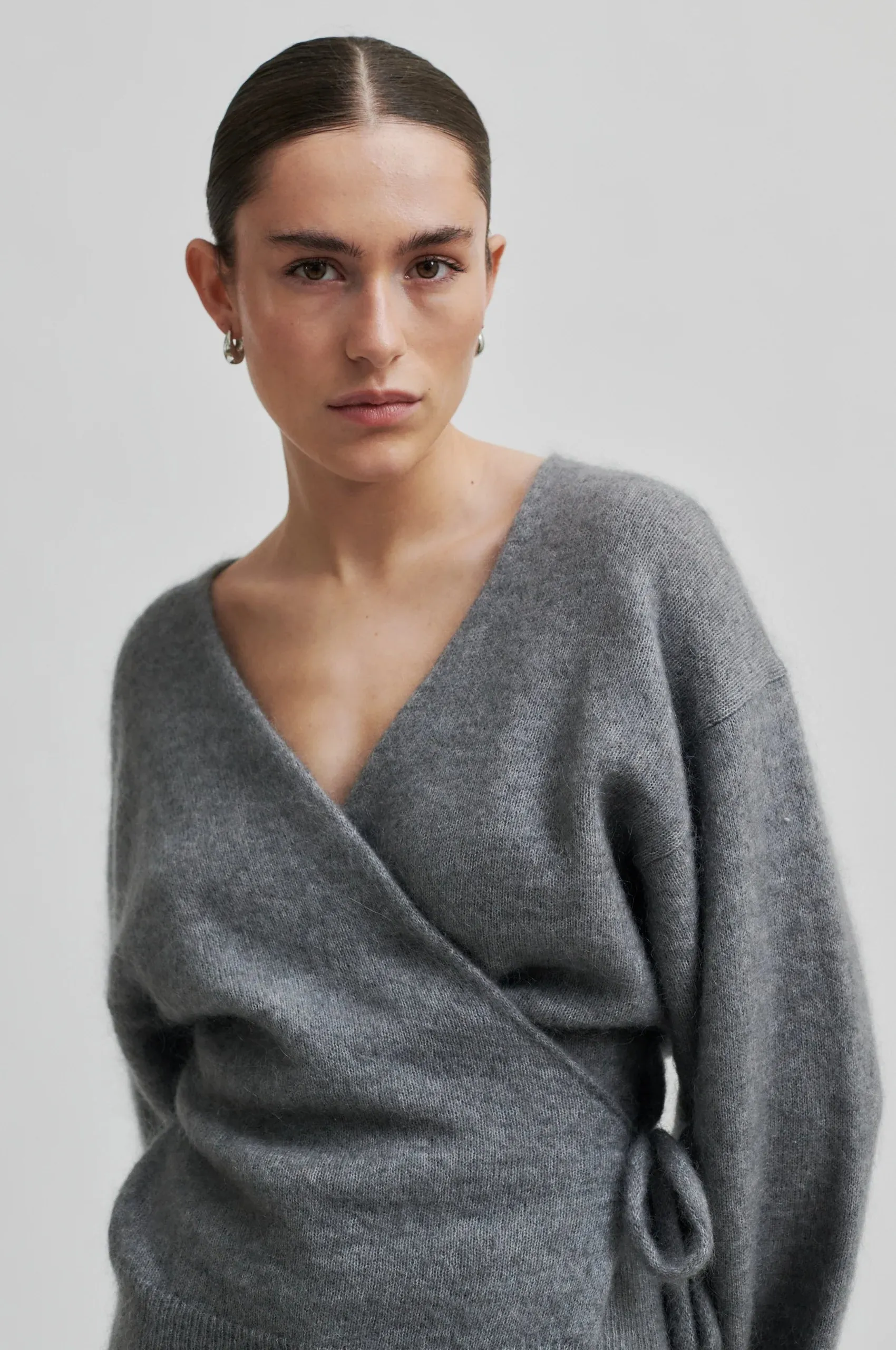 Brook Knit Wrap Cardigan Charcoal Gray