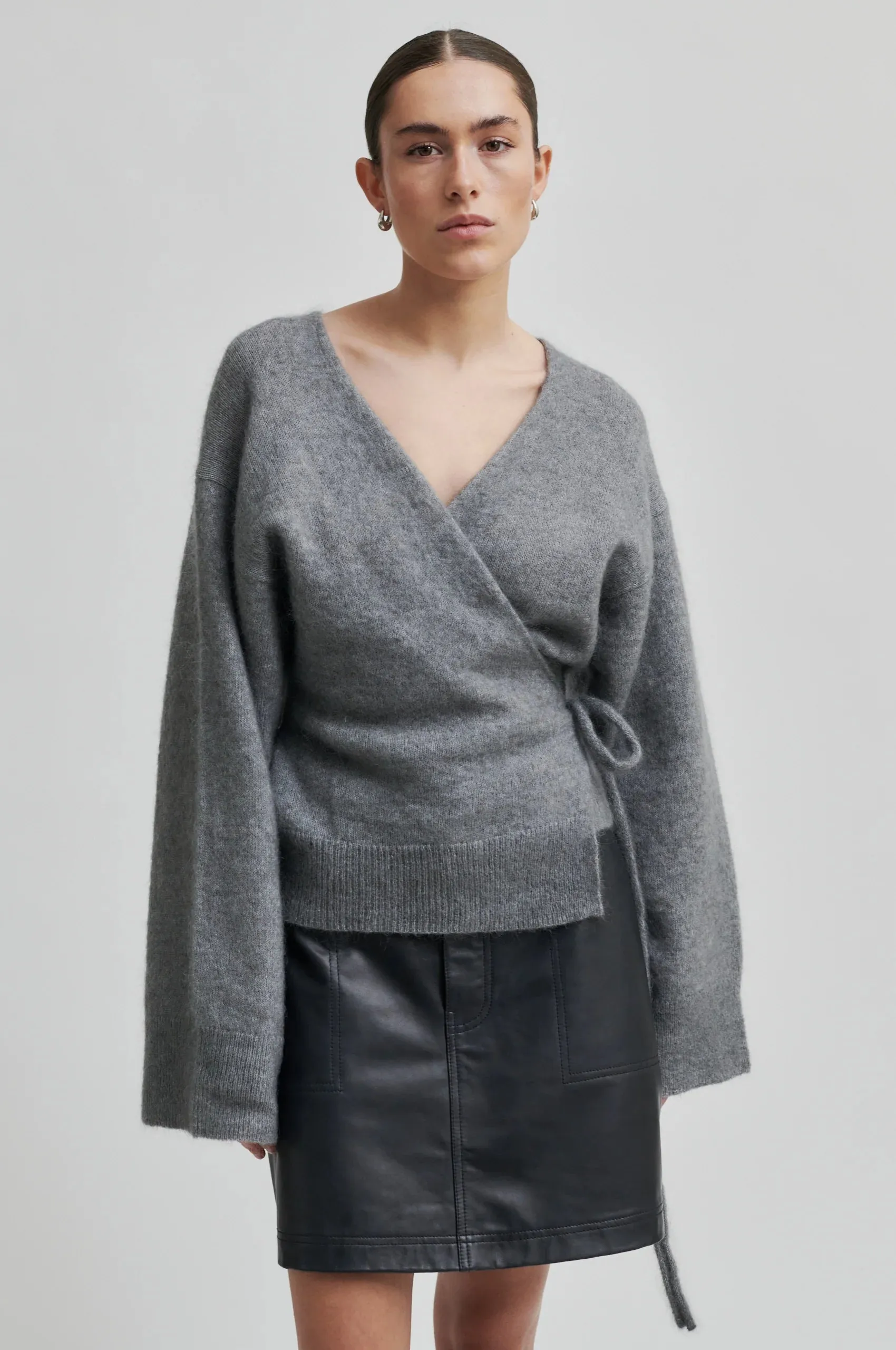 Brook Knit Wrap Cardigan Charcoal Gray