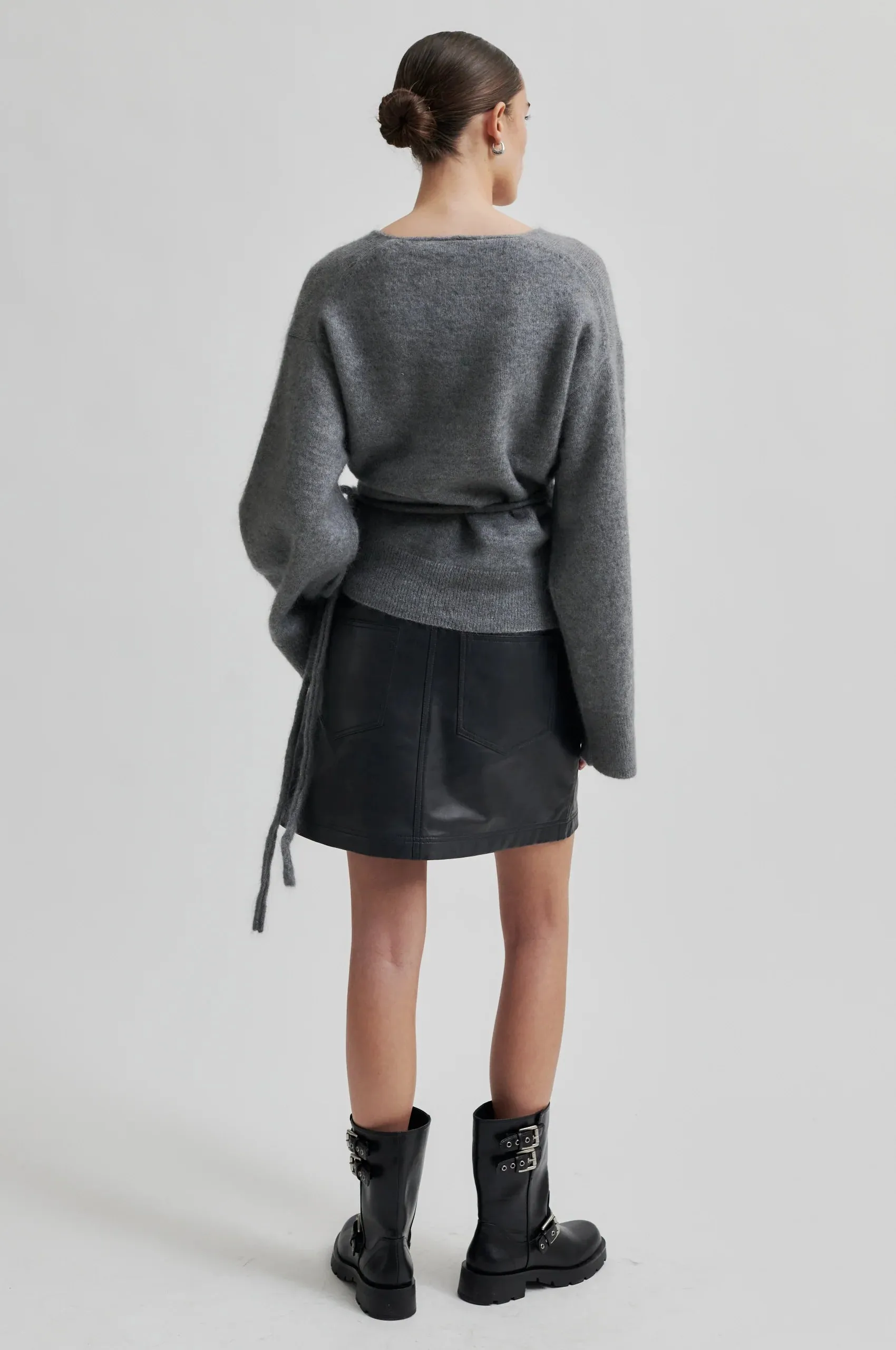 Brook Knit Wrap Cardigan Charcoal Gray