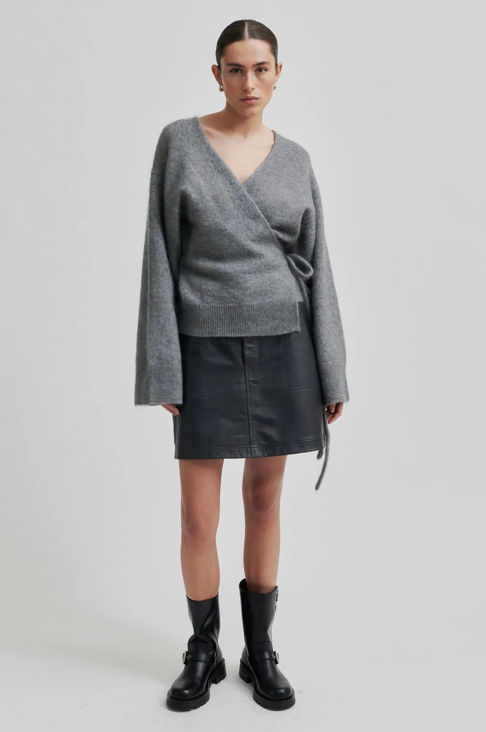 Brook Knit Wrap Cardigan Charcoal Gray