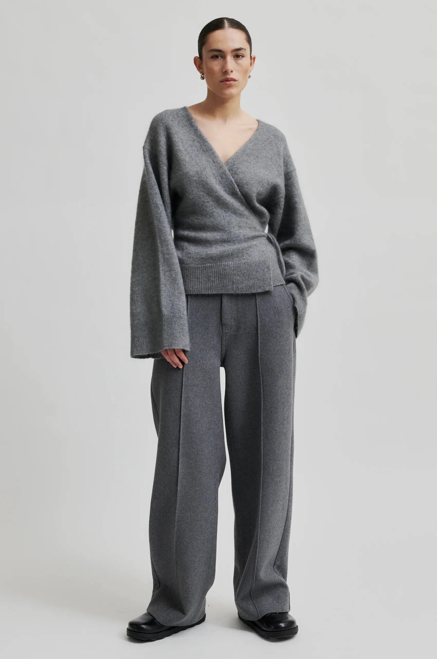Brook Knit Wrap Cardigan Charcoal Gray