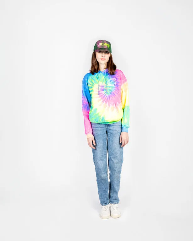 Brushed Wave Rainbow Tie Dye Hoodie