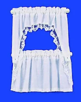 CURTAINS, RUFFLED CAPE SET, WHITE