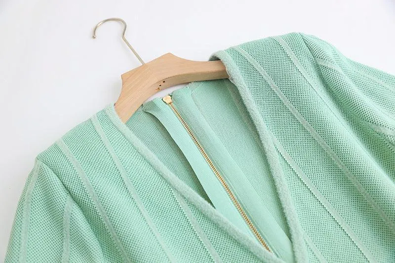Elegant Mint Knit Blazer Dress