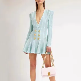 Elegant Mint Knit Blazer Dress