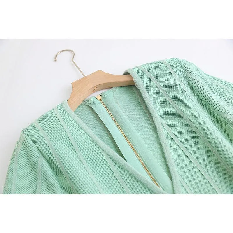 Elegant Mint Knit Blazer Dress