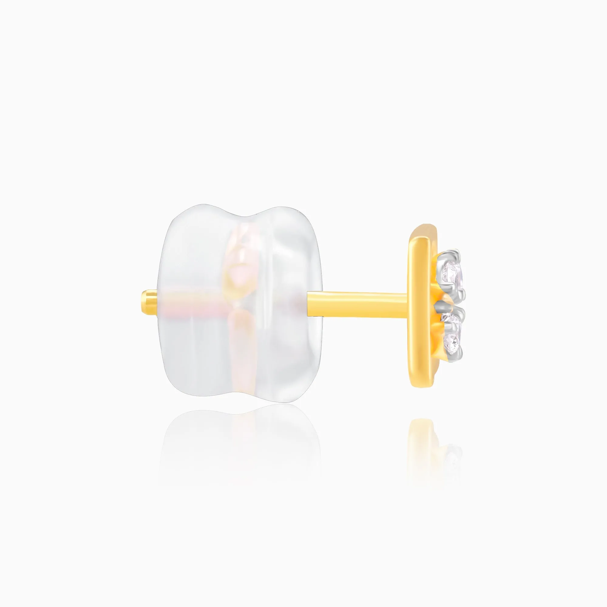 Gold Square Cut Diamond Stud Earrings
