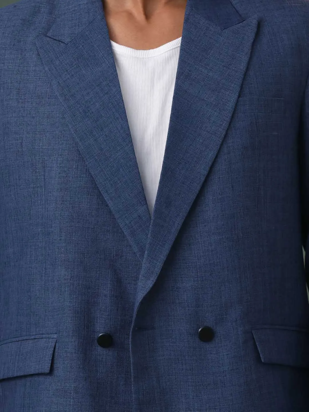 Jashvi Men's Blue Jute Cotton Blazer