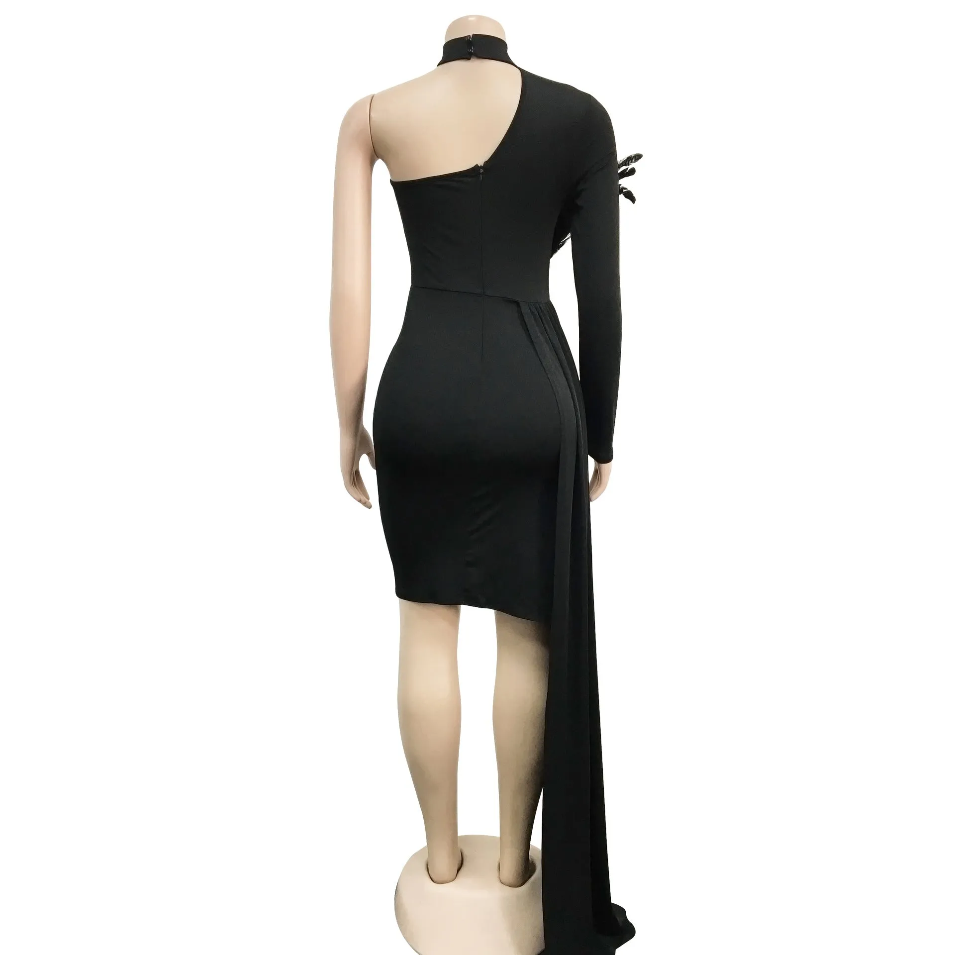 MALYBGG One-Shoulder Long Sleeve Cape Dress 6126LY