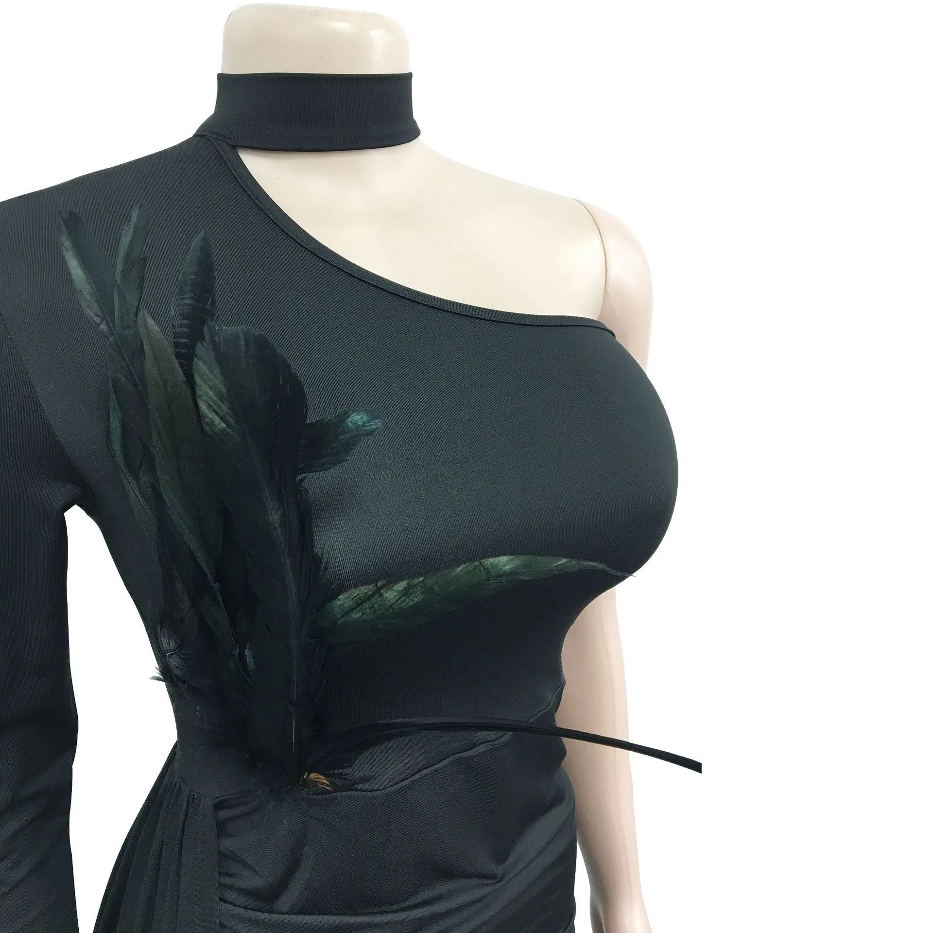 MALYBGG One-Shoulder Long Sleeve Cape Dress 6126LY