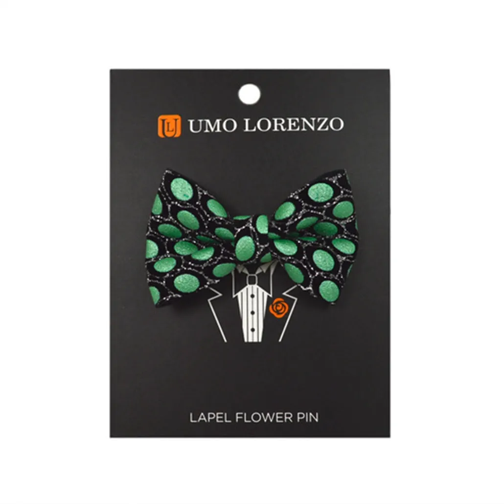 Men's Green Ikat Bow Lapel Pin Boutonniere for Suit