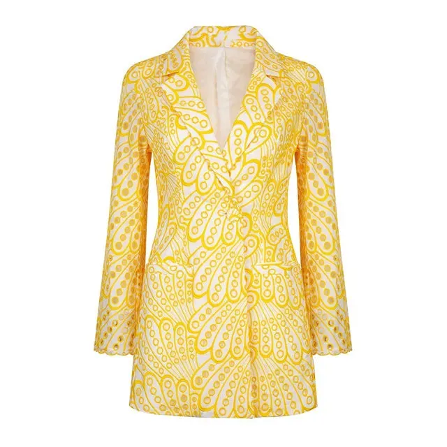 Pre Order:  Embroidery Hollow Out Casual Blazer