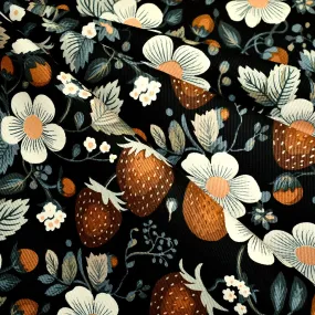 See You at Six Strawberries Twill Canvas Black