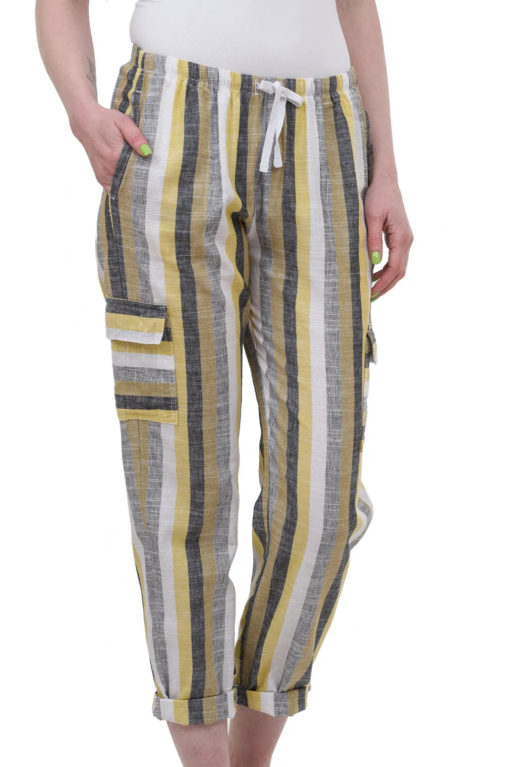 Stripe Cargo Pant, Yellow