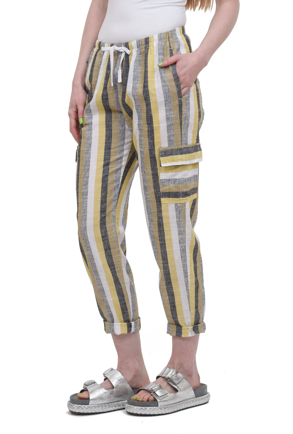 Stripe Cargo Pant, Yellow