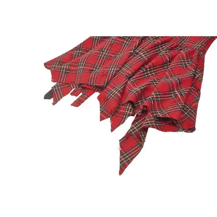 Women's Grunge Buckle-up Ripped Plaid Dress Red